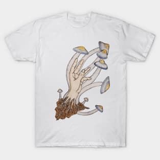 Hand with Mushrooms T-Shirt